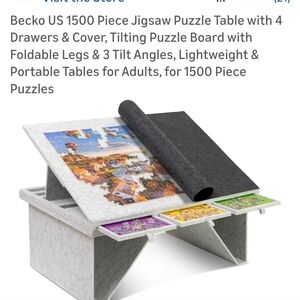 Gray Puzzle Board with Drawers and Cover